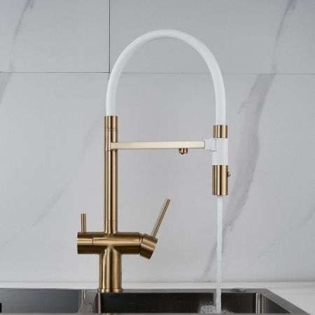 Смеситель для кухни Rose R958G, золотой сатин