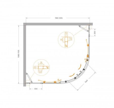 MOLVENO-RH-22-120/110-C-GM-IV Душевой уголок, артикул MOLVENO-RH-22-120/110-C-GM-IV