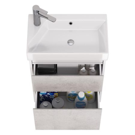 Тумба с раковиной подвесная Dreja Slim 55 см, белый/бетон, артикул 99-0502-com