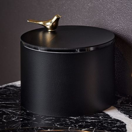 ADJ Шкатулка Bird диаметр 15хH10см, цвет черный/золото, артикул 5015B.01.O