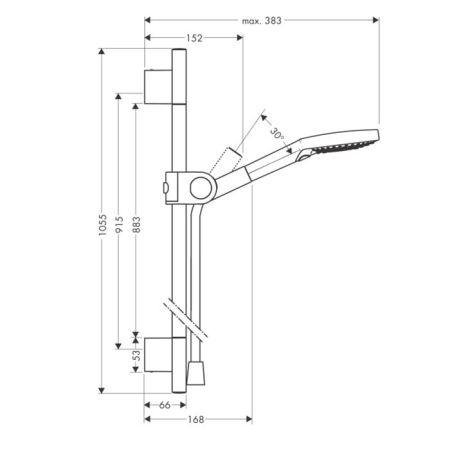 AX Uno² Душевой гарнитур (ручной душ 3jet + штанга + держаель для душа), цвет: шлифованный никель, артикул 27987820