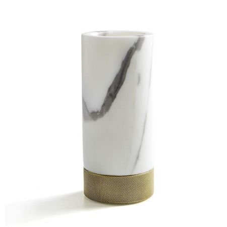 3SC APUANA 2.0 Стакан настольный, цвет: мрамор Bianco Statuario/золото 24к. Lucido