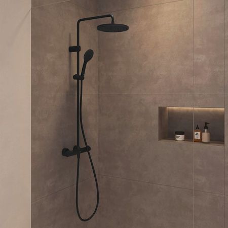Duravit Shower Systems Душевая система в комплекте с термостатическим смесителем (чёрный матовый), артикул TH4282008046