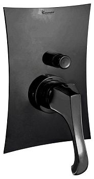 Emmevi Ares, встраиваемый в стену однорычажный смеситель для душа на 2 выхода, с кнопочным дивертером, цвет черный матовый