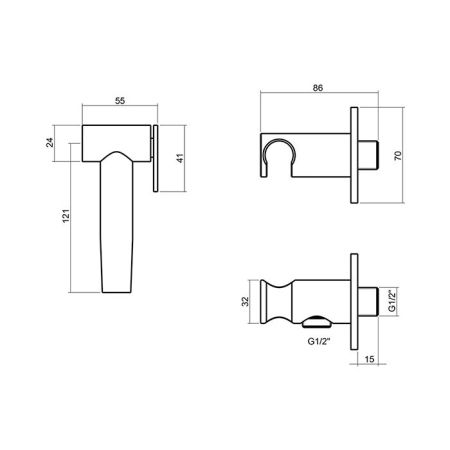 Гигиенический душ, Cisal, Xion, шланг-есть, длина шланга, мм-1200, держатель-есть, материал-нержавеющая сталь, цвет-Brushed Stainless Steel, артикул XI007915D1