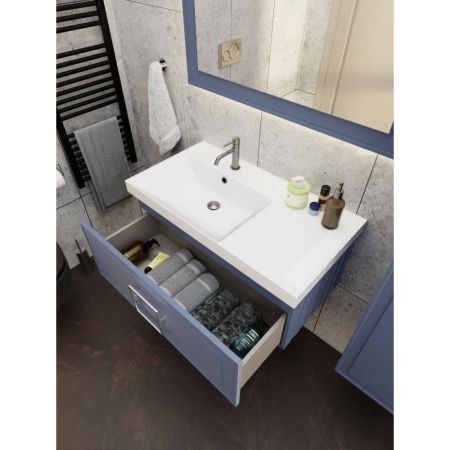 Тумба под раковину подвесная La Fenice Cubo FNC-01-CUB-BG-90, синяя, артикул FNC-01-CUB-BG-90