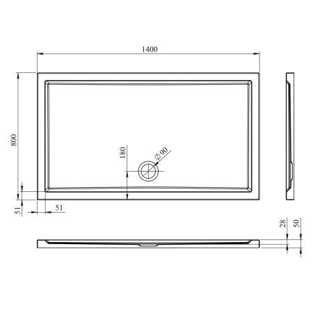 Акриловый душевой поддон Lavinia Boho One 37019140, прямоугольный, 140 х 80 см