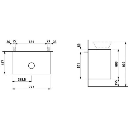 Laufen New Classic База под раковину подвесная , 780х450х350 мм, 2 ящика, цвет белый глянцевый (для раковины 812852, 812853), артикул 4.0601.2.085.631.1