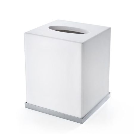 3SC Mood Deluxe White Контейнер для бумажных салфеток, 12х12х14 см, квадратный, настольный, цвет: белый матовый/хром 3SC Mood Deluxe White Контейнер для бумажных салфеток, 12х12х14 см, квадратный, настольный, цвет: белый матовый/хром