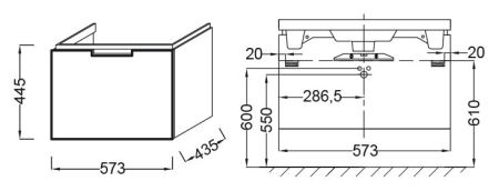 Тумба под раковину Jacob Delafon Reve 60 EB1130-G1C подвесная Белая глянцевая, артикул EB1130-G1C