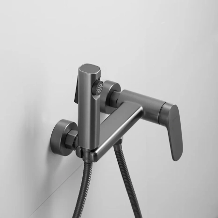 Гигиенический душ со смесителем Shevanik S8505T-1, оружейная сталь