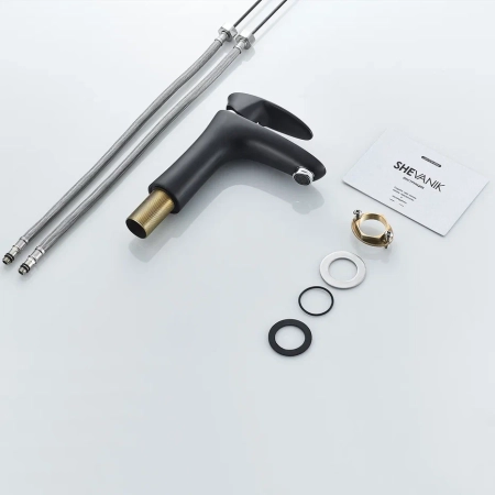 Смеситель для раковины Shevanik S9801H, черный/хром