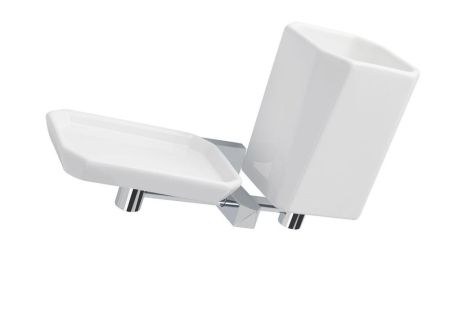 Stil Haus Diva, настенные керамические мыльница + стакан, цвет хром - белая керамика, артикул DV14(08-BI)