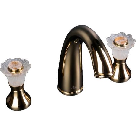 Смеситель для раковины на 3 отверстия, Camelia золото_Комплект