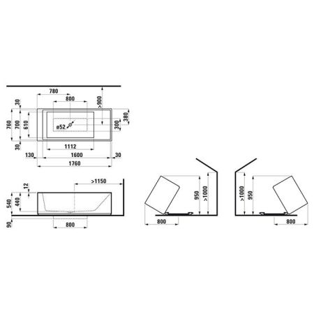 Laufen Kartell Ванна 1760x760x440мм, свободностоящая, со скрытым переливом, сисит. подъема, материал: композит, цвет: белый, артикул 2.2233.2.000.627.1