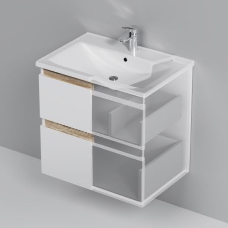 M85AFHX0652WG X-Joy, База под раковину, подвесная, 65 см, 2 ящика, белый глянец, артикул M85AFHX0652WG