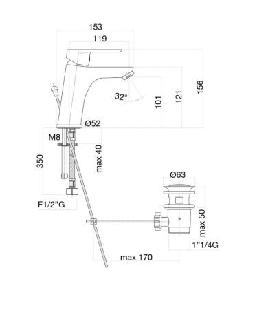 Смеситель для раковины Fiore KEVON CHIC 81TX8123, хром/синий, артикул 81TX8123