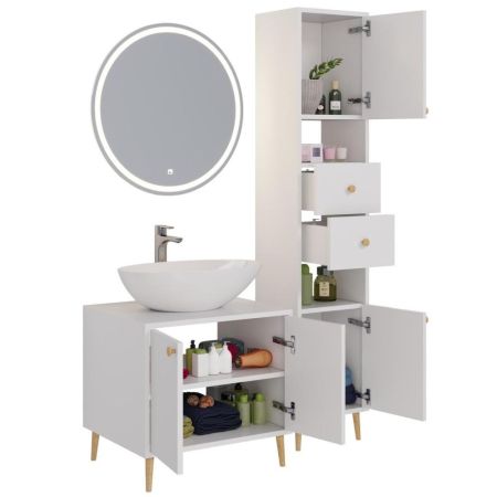 Тумба с раковиной напольная Dreja Luno 60 см, белый, артикул 99-2001-com