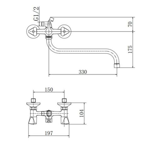Смеситель для ванны FASHUN A2211-2, хром