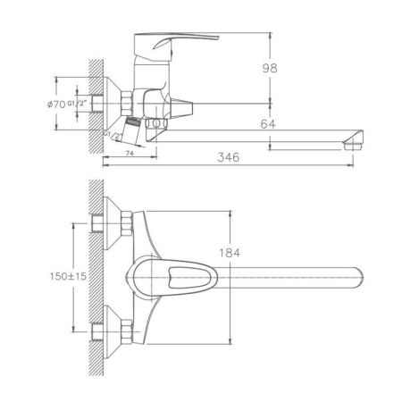 Смеситель для ванны Haiba HB2265, хром