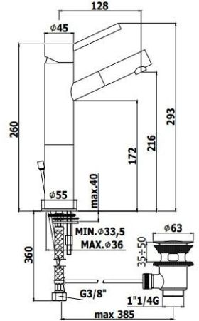 Смеситель для раковины Paffoni Birillo BI071CR93 хром, артикул BI071CR93