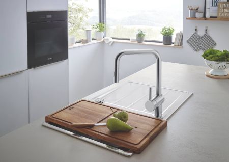 Смеситель для кухни GROHE Minta, выдвижной излив, суперсталь (32322DC2), артикул 32322DC2