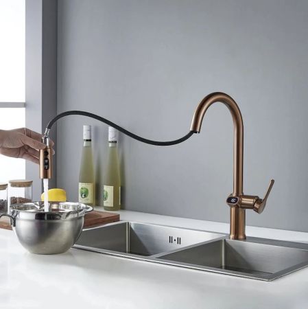 Смеситель для кухни с индикатором температуры Knotlor KN-100/RB, бронза, артикул KN-100/RB