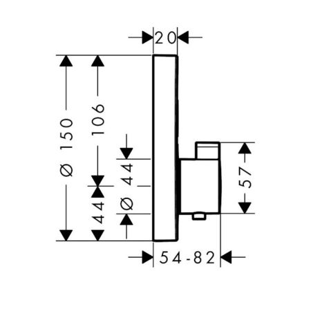 Смеситель для душа, Hansgrohe, ShowerSelect S, тип открывания воды-нажимной (кнопки), тип регулирования воды-термостатический картридж, тип установки-настенный встраиваемый, внутренняя часть-необходимо заказать, цвет-черный матовый, артикул 15743670