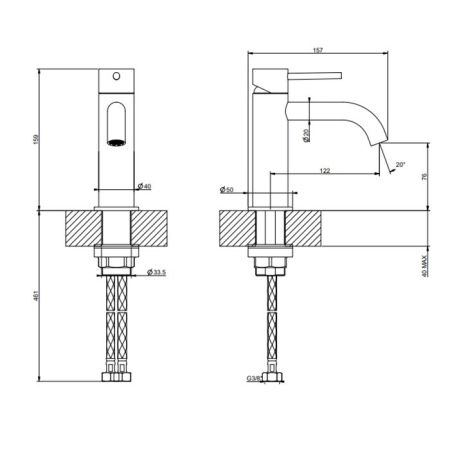 GESSI 316 Смеситель для раковины на 1 отверстие, без донного клапана, цвет Black XL, артикул 54002#299