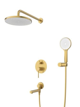 RELAX-VDSET-01 Душевой комплект встраиваемый с изливом (смеситель встраиваемый, верхний душ, ручной душ со шлангом, штуцер с держателем), хром, артикул RELAX-VDSET-01