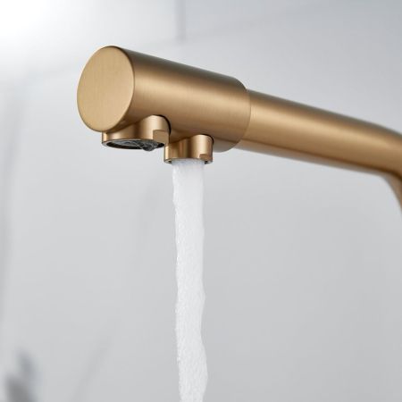 Смеситель для кухни с подключением фильтра Shevanik S328G, золотой сатин