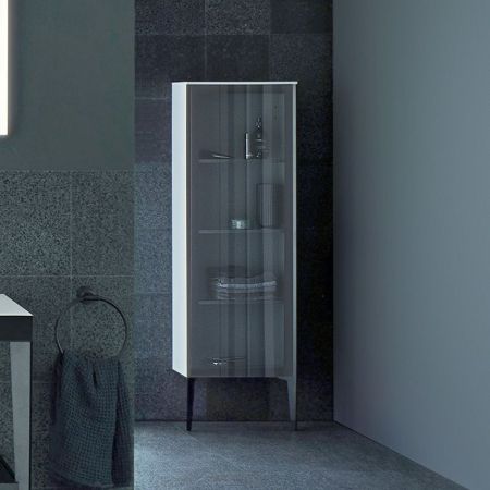 Duravit XViu Шкаф подвесной со стеклянной дверью 1330x400x360мм, (петли слева), корпус: белый глянцевый / фасад: чёрный матовый, артикул XV1367LB222