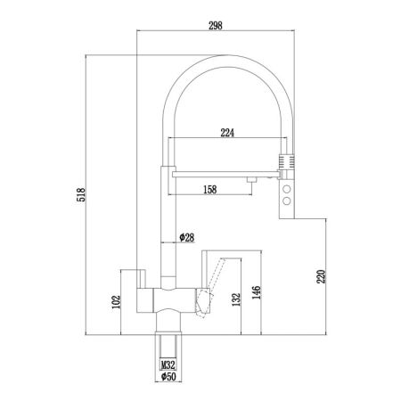 Смеситель для кухни с подключением к фильтру Fmark FS1262-C01, матовое золото