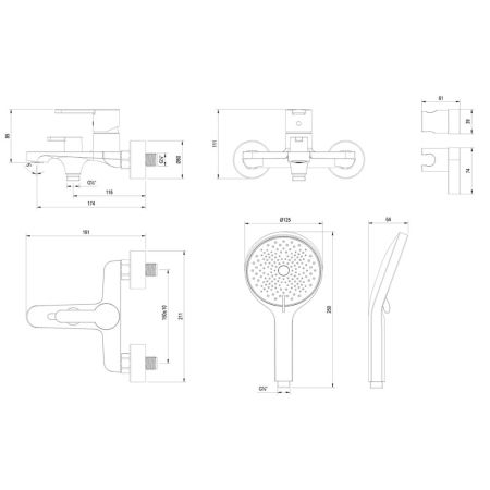 Смеситель Lemark Ladoga для ванны (LMF-0722B-BL), артикул LMF-0722B-BL