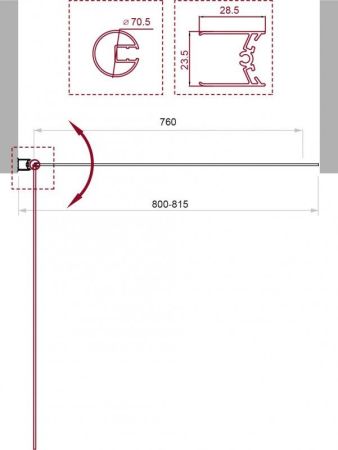 ДУШЕВАЯ ШТОРКА НА ВАННУ BELBAGNO UNO-V-1, артикул UNO-V-1-90/150-C-NERO