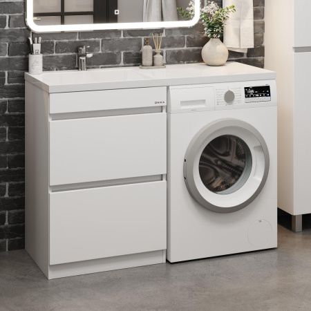Тумба Onika Милтон 58 напольная под стиральную машину, белая (ум. Kamilla 120/Марсал 120)