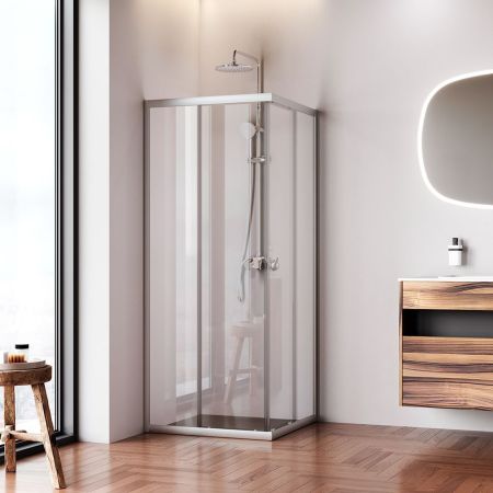 W87G-403-8080-MT Sunny душ огражд квадратн, раздвижн двери 80x80 серебро,стекло прозрачн, артикул W87G-403-8080-MT