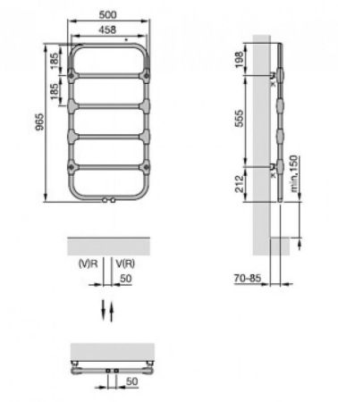 Водяной полотенцесушитель Zehnder Nobis NOB-100-050 Хром, артикул NOB-100-050