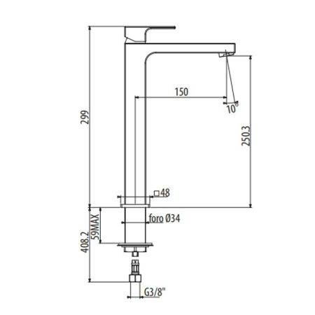 GATTONI Kubik Смеситель для раковины высокий 299 мм.излив 150мм,цвет BIANCO OPACO