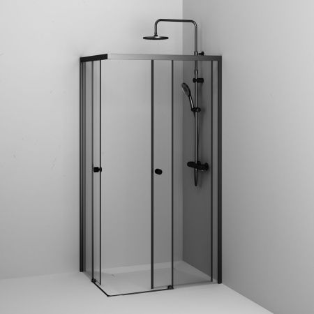 W94G-403-10080-BТ Душевое ограждение X-Joy Square Slide 100х80, черный, прозрачное