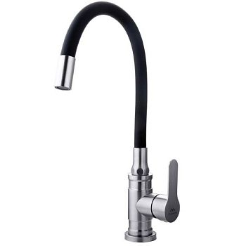 Смеситель для кухни с гибким изливом FASHUN A54401-7, сатин/черный