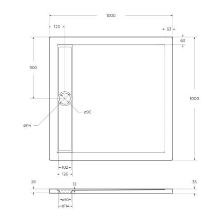 TRAY-BB-DUE-A-100-4-W0 Акриловый поддон без сифона, артикул TRAY-BB-DUE-A-100-4-W0