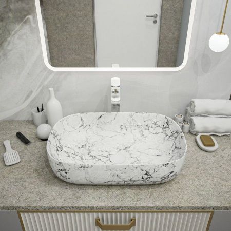 Раковина чаша Maretti FL13NS66-740MR, белый мрамор, артикул FL13NS66-740MR