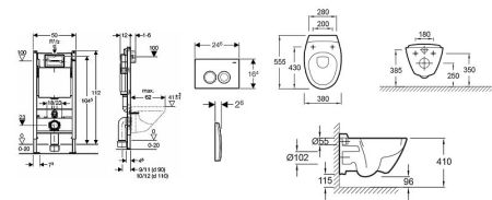 Комплект унитаза Jacob Delafon Presquile E4440-00 с инсталляцией Geberit 458.124.21.1 с кнопкой смыва хром и сиденьем Микролифт, артикул E4440-00+458.124.21.1
