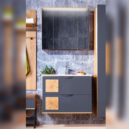 Комплект мебели для ванной Бриклаер Форест 80, дуб золотой/антрацит, артикул Форест 80