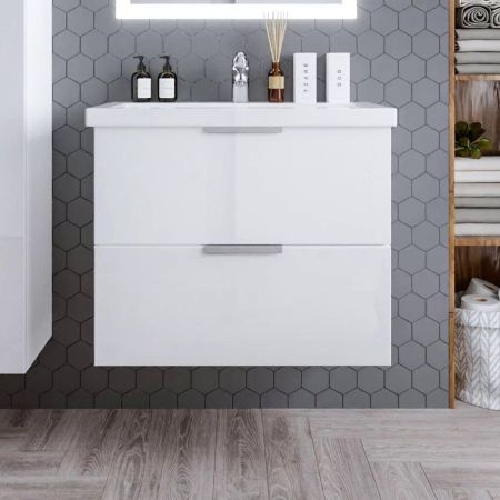 Тумба под раковину подвесная Бриклаер Хелена белый, 80 см, артикул 4627125416361