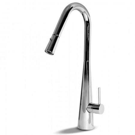 Bongio Kitchen Кухонный смеситель  со съемным ручным душем с двойной струей, цвет: хром