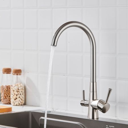 Смеситель для кухни с подключением фильтра Shevanik S428L, сатин, артикул S428L