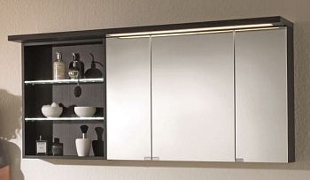 Puris Swing, зеркальный шкаф 1400 мм левый, цвет черный структурный