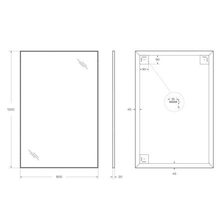 Зеркало в алюминиевой раме SPC-AL-500-800 Nero, 500x20x800, артикул SPC-AL-500-800 Nero